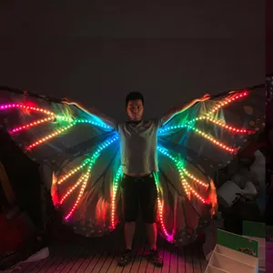 Nouvelles femmes couleur Pixel Smart LED ailes danse du ventre et Halloween Costume accessoire scène Performance cape accessoires