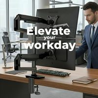 Support double moniteur pour écrans jusqu'à 40 pouces, 25 lb, entièrement réglable, bras double moniteur, fixation par pince C, base à œillet, en aluminium