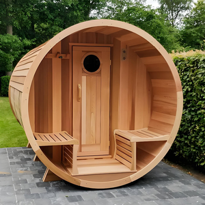 Luxuriöse Outdoor-Sauna für 4 Personen Holzbefeuerter Infrarot-Dampfraum Ofenheizung Duale Heizung Familien-Spa-Kabine Garten - Product Image 4