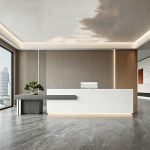 CR189 Comptoir de service élégant et personnalisable pour hall d'entrée, table de réception moderne pour entreprise, comptoir de caisse pour la réception et le commerce de détail - Product Image 3