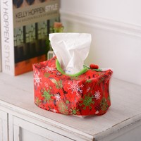 DAMAI Porte-mouchoirs en flanelle rouge flocon de neige pour la décoration de table de Noël, Housse de boîte à mouchoirs de Noël