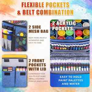 Étui de rangement portable pour peinture acrylique avec bandoulière et poignée, sac de transport pour fournitures artistiques avec séparateurs amovibles et poche supplémentaire - Product Image 2