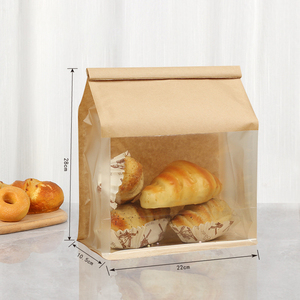 Paquete de pan con ventana transparente y logotipo personalizado, bolsa de papel <span class=keywords><strong>para</strong></span> panadería, Kraft tostadas, <span class=keywords><strong>bolsas</strong></span> de pan con impresión de huecograbado de alimentos blancos - Product Image 3