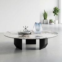 Table à manger ronde moderne de luxe en pierre frittée, plateau en céramique, table centrale avec base en acier inoxydable noir pour salon et hôtel