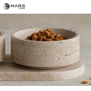 Thiết kế mới ánh sáng màu be travertine vật nuôi Bát đá cẩm thạch vật nuôi đôi bát Mèo dễ dàng làm sạch Top Dog Feeder tùy chỉnh Bird Feeder - Product Image 4