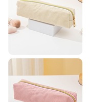 Trousse de Toilette Rétro en Velours Côtelé Grande Capacité Portable avec Fermeture Éclair et Lettres Tendance – Indispensable pour les Voyages