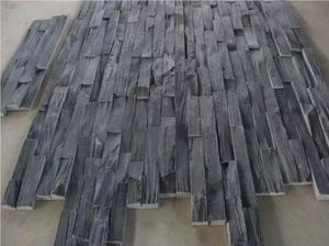 Panel de revestimiento de pared de piedra Nero Culture de <span class=keywords><strong>pizarra</strong></span> negra, revestimiento envolvente para chimenea - Product Image 6