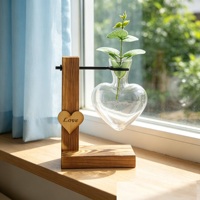 Support en bois décoratif pour balcon avec vase en verre, vase de haute qualité