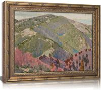 Vintage Goldgerahmter Abstrakter Berg-Leinwanddruck Retro Pastellfarbene Hügel Wanddekoration OEM ODM Muster in Halbtage Lieferbar