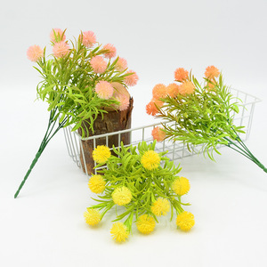 Bouquet de fleurs artificielles en pissenlit Dongchen Crafts, en plastique jaune, rose et orange, pour la décoration de la maison, du bureau et les accessoires de mariage - Product Image 1