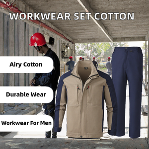 Conjunto de Ropa de Trabajo para Hombre, Primavera-Otoño, Algodón Twill Transpirable, Resistente al Desgaste, para Obras de Construcción, Protección Laboral, Eléctrico - Product Image 2