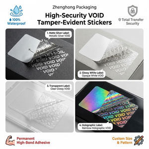 Étiquette adhésive holographique personnalisée en vinyle, détachable, anti-effraction, durable et <span class=keywords><strong>jetable</strong></span> pour l'emballage des boîtes - Product Image 2