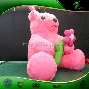 Ours rose géant en peluche gonflable avec fleur pour événement, <span class=keywords><strong>fête</strong></span> et décoration de <span class=keywords><strong>magasin</strong></span> - Product Image 1
