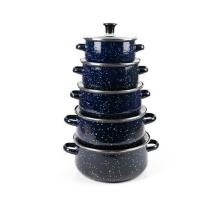 5 Pieces Non-Stick Double Ears Enameled Soup <strong>Pot</strong> <strong>Set</strong> 2025 New Style Household Kitchen Saucepan <strong>Set</strong> with Thickened Glass Lid - Product Image 1