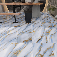 Carrelage extérieur en porcelaine vitrifiée élégant et moderne, aspect marbre bleu doré, 600x1200mm, poli, émaillé, antidérapant, résistant aux acides