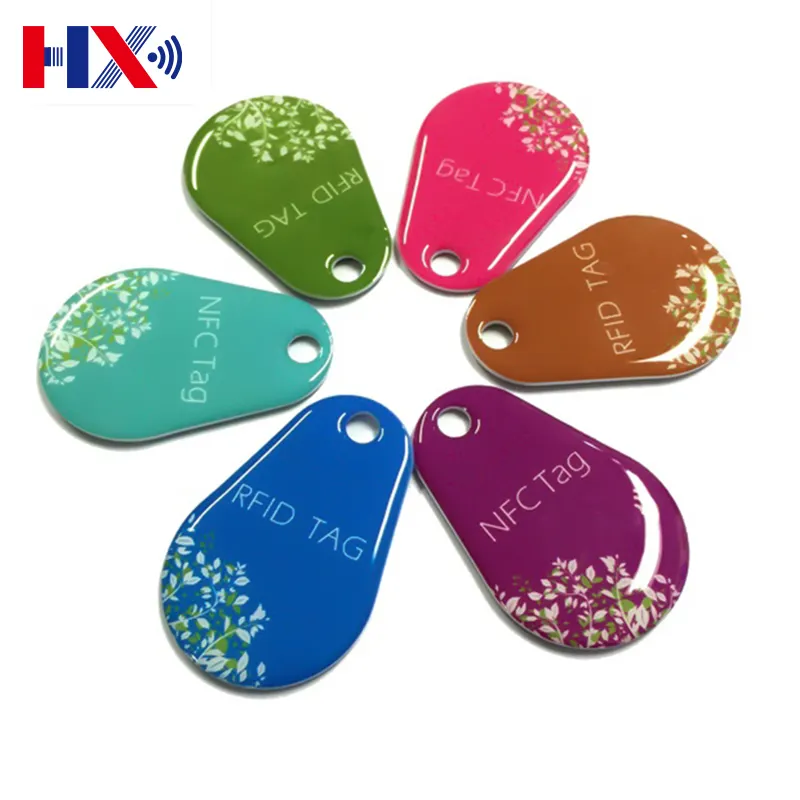 Móc Khóa Epoxy NFC Chống Thấm Nước Tùy Chỉnh Chìa Khóa Fob RFID Thẻ Với Vòng Kim Loại