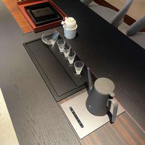 Modern Chinese Style Solid Wood Tea <b>Table</b> Rectangle Conference <b>Table</b> With Induction Cooker Support Durable Mortise And Tenon - Product Image 3