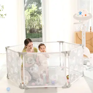 Bisa dilipat untuk tempat bermain bayi, pena aktivitas dalam ruangan anak bahan plastik dengan perosotan dan ayunan untuk tempat bermain anak