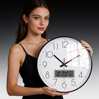 Horloge murale électronique multifonctionnelle, affichage de la température et de l'humidité, montre à quartz silencieuse, calendrier pour salon, horloge