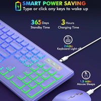 Combo de Teclado y Ratón Inalámbrico RGB Retroiluminado Recargable, Ergonómico de Tamaño Completo, 2.4G, para Mac, Windows, Laptop, PC