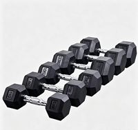 Ensemble d'haltères hexagonales en caoutchouc noir de qualité supérieure, accessoires d'équipement de fitness bon marché pour usage domestique, poids libres pour exercices