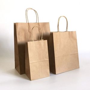 Sacs en papier kraft brun biodégradables et recyclables avec logo personnalisé, poignées torsadées/plates, couleurs personnalisées, pour literie - Product Image 2