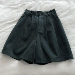 Japanese Retro Style Cotton Linen Shorts Women High Waisted Wide Leg Casual A <b>Line</b> Cropped <b>Pants</b> Khaki - Product Image 3