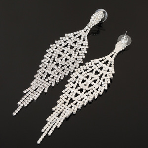 Retro Fashion European American Long Crystal Rhinestone Alloy <b>Earrings</b> Full Exaggerated Atmospheric <b>Tassel</b> Drop <b>Earrings</b> Women - Product Image 5
