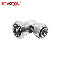 Adaptateur d'impédance 50 ohms à faible PIM, prise mâle Mini Din 4.3-10 vers prise femelle 7/16 Din, connecteur coaxial coudé à 90 degrés