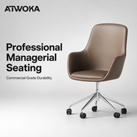 Chaise de Direction en Cuir ATWOKA à Dossier Moyen - Siège Professionnel de Direction avec Durabilité de Qualité Commerciale pour Espace de Travail de Bureau