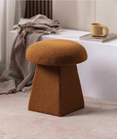 Disen FURNITURE Pouf moderne en tissu bouclé en laine d'agneau en forme de petit champignon pour salon, chambre à coucher, canapé, coin