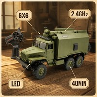 Camion RC Utilitaire Classique 6x6 Tout-Terrain Style Vintage 2.4GHz ABS+Métal 40 Min Autonomie Télécommandé Cadeau Hobby Chargeur Inclus