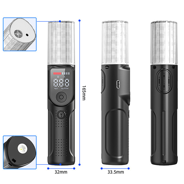 CE Non-contact Blowing Sensor with Lighting and Blue Warning Light Voice Broadcast Alcohol Tester Breathalyzer for Alcohol