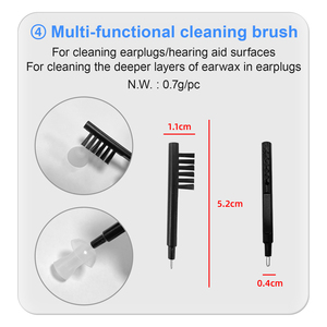 Brosse de nettoyage pour bouchons d'oreilles d'appareils auditifs, en plastique ABS durable, portable et pratique pour un nettoyage en profondeur - Product Image 5