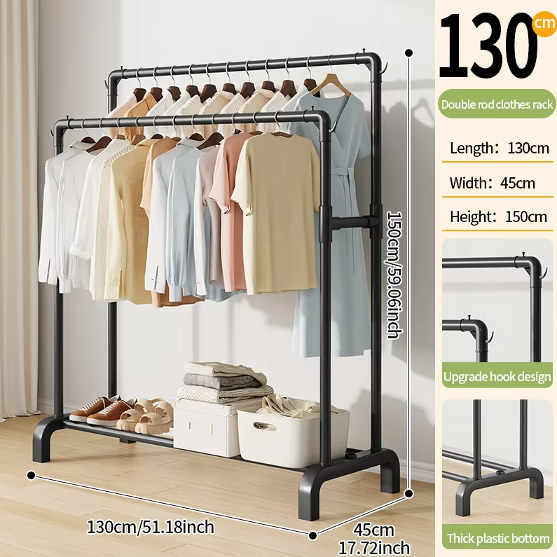 Double Rod width 130cm  high bottom