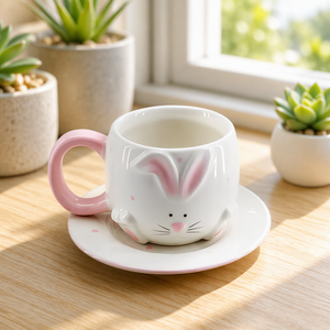 Ceramic Roses pink <strong>Tea</strong> <strong>Cup</strong> <strong>and</strong> <strong>Saucer</strong> <strong>Set</strong> for Easter - Product Image 1