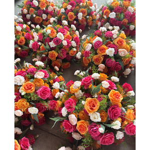 Customization <b>Artificial</b> Flower Ball Table Centerpieces Orange Red Rose Mixed Floral Art Arrangement Wedding Event Decorations - Product Image 5