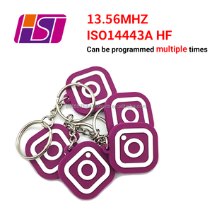 سلسلة مفاتيح سيليكون بتقنية NFC للتحكم في الدخول، تردد 13.56 ميجاهرتز، شريحة Ntag213، مفتاح RFID سيليكون صديق للبيئة ومقاوم للماء، علامة وسائط اجتماعية ثلاثية الأبعاد ناعمة - Product Image 6