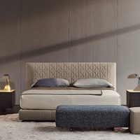 Nouvelle conception moderne : Ensemble de lit king size en bois avec tête de lit en cuir, pour chambre principale, lit double, queen, complet, en MDF, meubles de chambre à coucher
