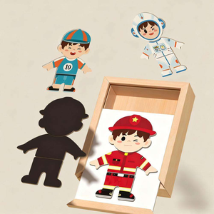 Gioco Educativo per Bambini, Puzzle in Legno con Orsetto che Cambia Vestiti, Giocattolo per Asilo, Puzzle in Legno per Vestire i Personaggi - Product Image 5