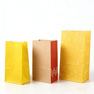 Wholesale Eco-Friendly Recyclable Brown Kraft Paper Sacks SOS <strong>Bags</strong> with Greaseproof Liner for Takeout Food Packaging and Grocery - Product Image 2
