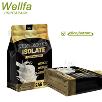 Sachets en plastique refermables à fond plat en aluminium pour poudre d'isolat de protéines de lactosérum de qualité alimentaire 1 kg