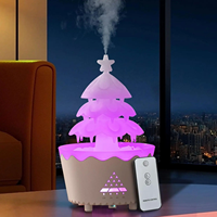Nouveauté Diffuseur d'aromathérapie Arbre de Noël 250ML avec lumière LED, humidificateur à gouttes de pluie style nuage, diffuseur de brume d'huiles essentielles