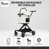 Poussette pour animaux de compagnie pliable à une main, en métal, légère, chariot pour chat et chien, poussette de voyage portable, roues amortissantes, capacité de 30 kg, toutes saisons