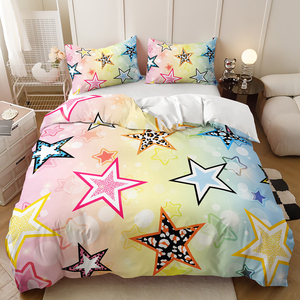 Fantasy Colourful Pentagram Shooting Star Design Holiday Gift Giving <strong>Bedding</strong> Set Custom Duvet Cover Set - Product Image 4