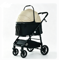 Poussette de luxe pour animaux de compagnie, imperméable, réglable, 4 roues, pour extérieur, avec éclairage de sécurité, pliable, extensible, en Oxford, pour chats et chiens de grande taille