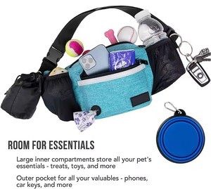Sac de dressage pour chien personnalisé avec logo, durable, léger, imperméable, fermeture éclair, en polyester, sac banane portable, pochette à friandises 4-6 - Product Image 2