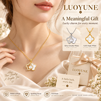 LUOYUNE – collier trèfle plaqué or 18 carats pour femmes, nacre naturelle, zircon exquis, pendentif fleur porte-bonheur, bijoux