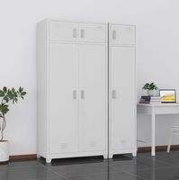 Armoire de rangement en acier à 4 portes avec compartiments, trou d'aération, serrure à clé, revêtement en poudre électrostatique, structure métallique démontable