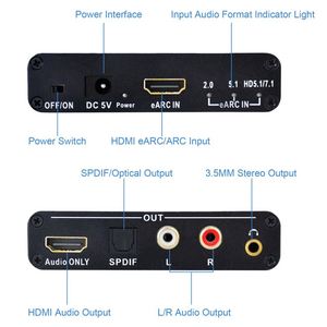 Extractor de Audio <span class=keywords><strong>WAZ</strong></span> con Certificación CE EARC ARC, Conversor RCA de 192Khz, Adaptador Digital a Analógico, Molde Privado, DTS Atmos AC3 LPCM Fibra - Product Image 2